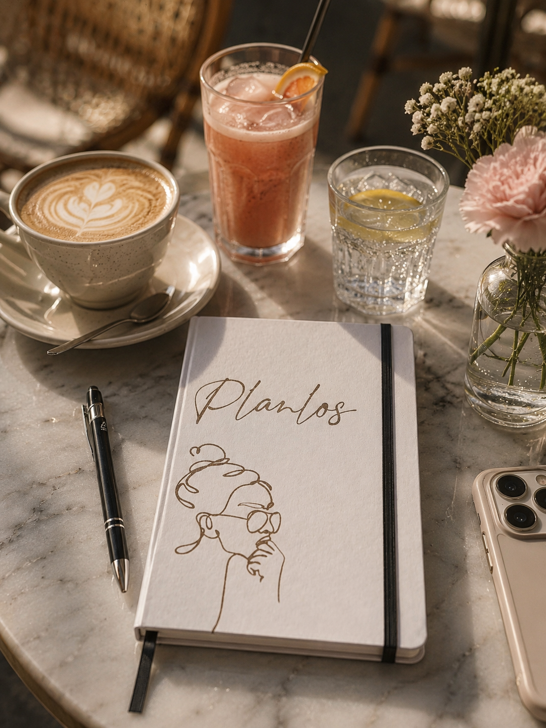 Personalisiertes Notizbuch & Kugelschreiber Set aus Steinpapier - graviert | A5 Hardcover Journal nachhaltig