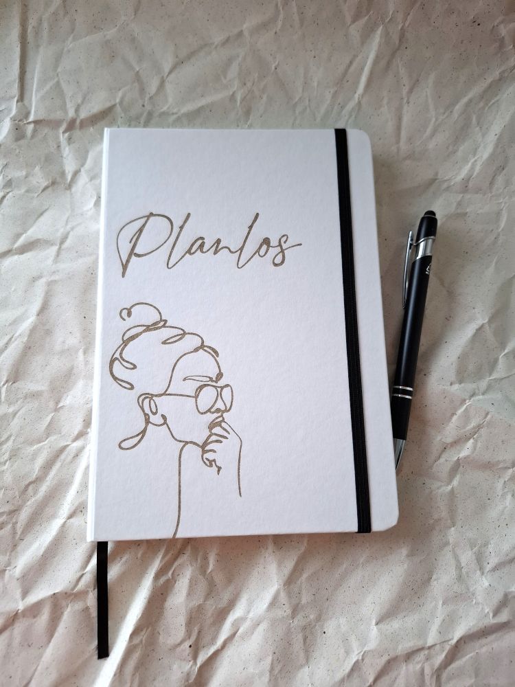 Personalisiertes Notizbuch & Kugelschreiber Set aus Steinpapier - graviert | A5 Hardcover Journal nachhaltig