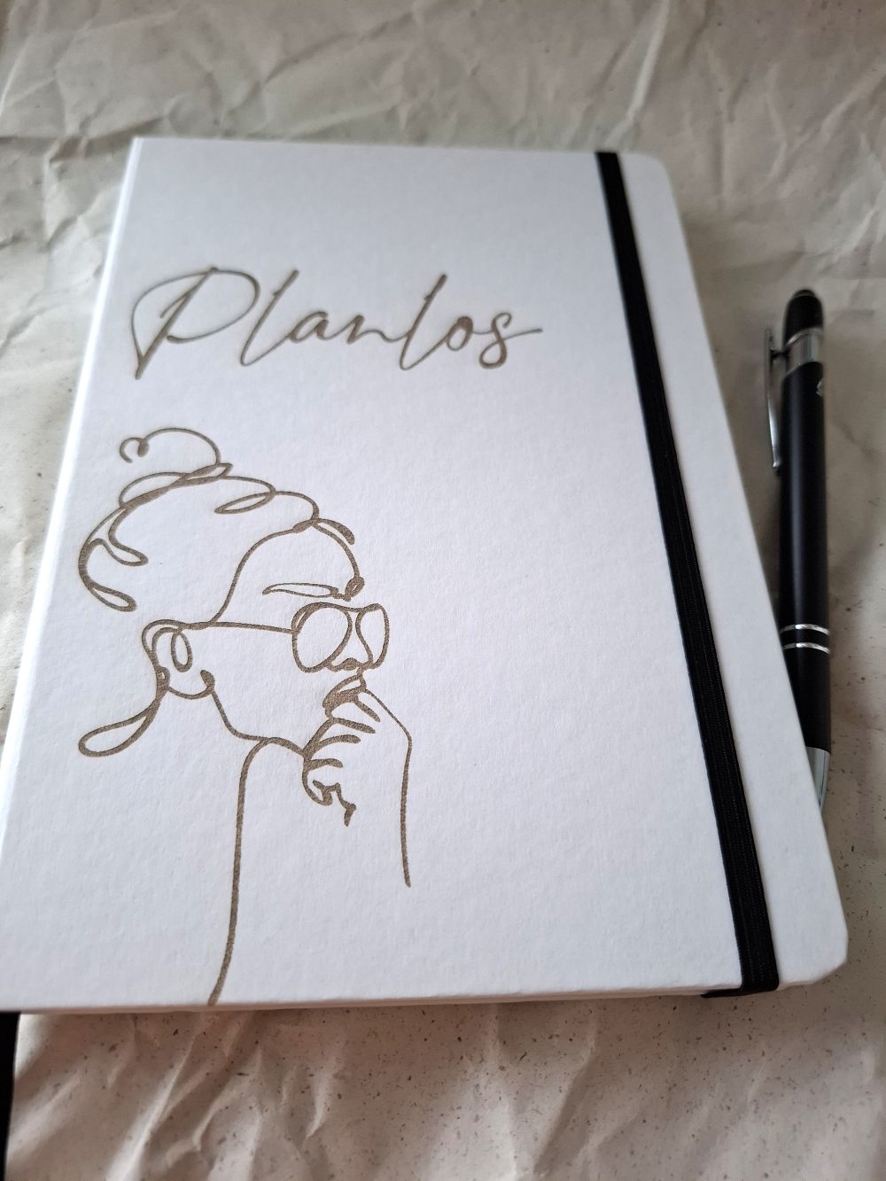 Personalisiertes Notizbuch & Kugelschreiber Set aus Steinpapier - graviert | A5 Hardcover Journal nachhaltig