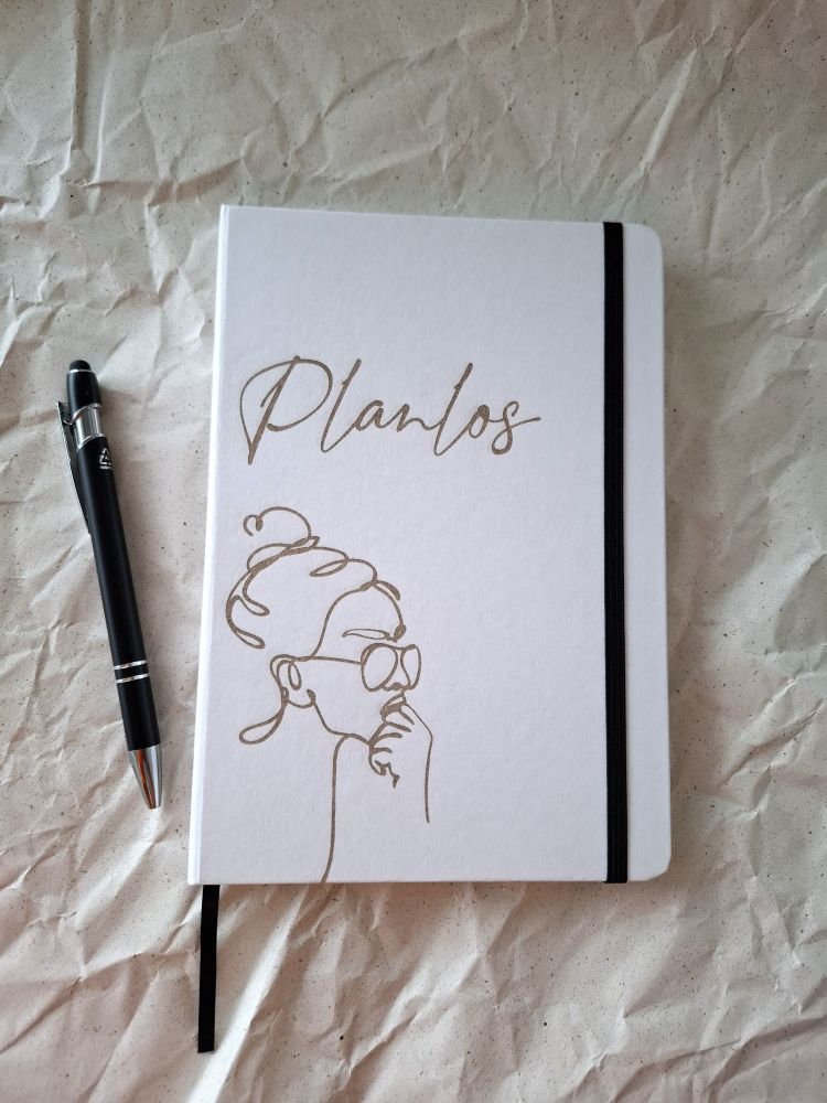 Personalisiertes Notizbuch & Kugelschreiber Set aus Steinpapier - graviert | A5 Hardcover Journal nachhaltig