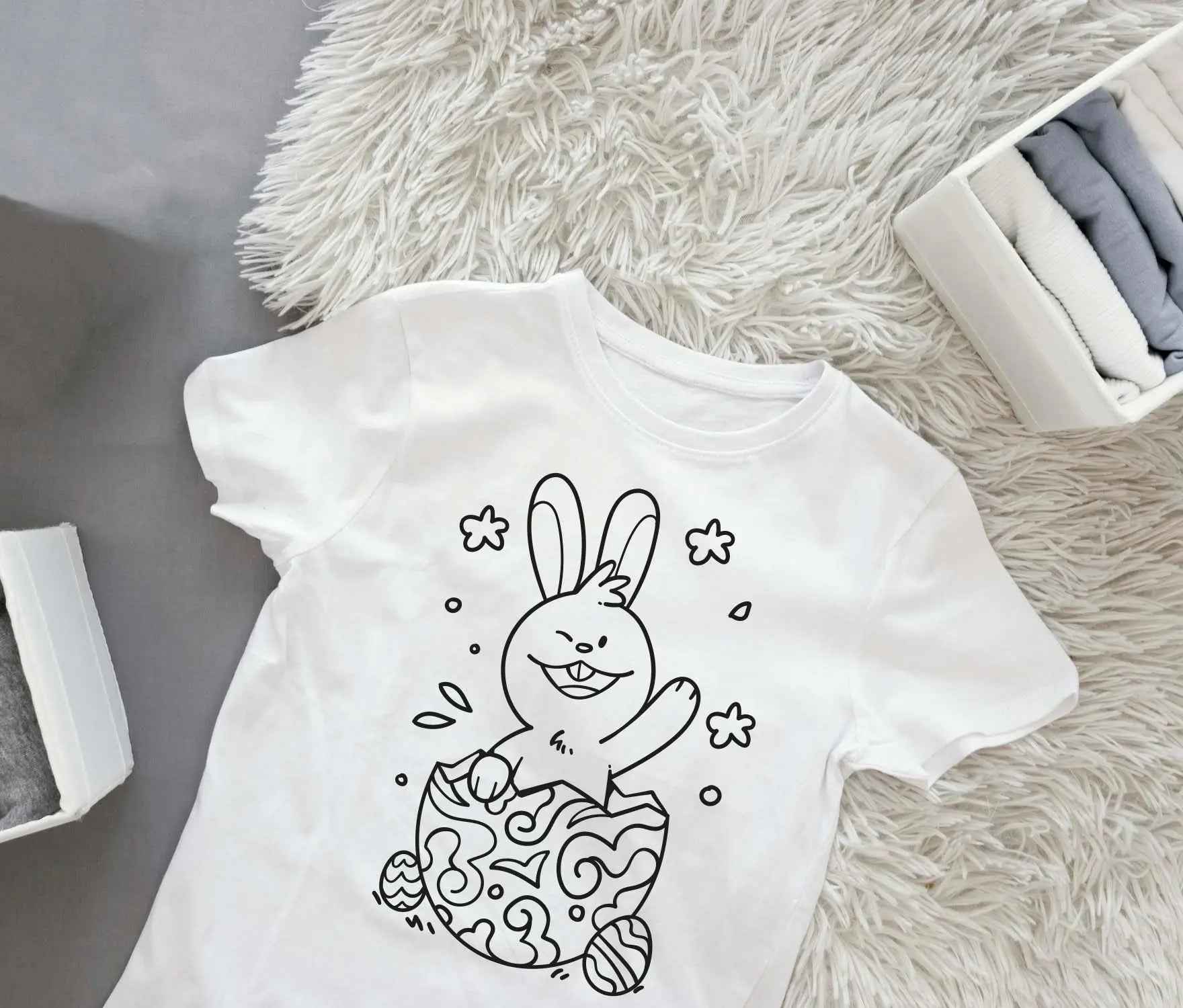 Ausmalbügelmotiv - OSTERHASE IM EI