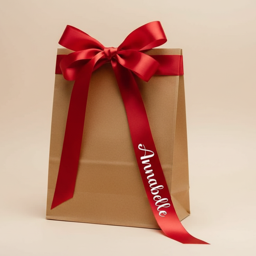 Bügelmotiv für Geschenkschleife | FROHE WEIHNACHTEN | JINGLE BELLS | MERRY CHRISTMAS | NAME