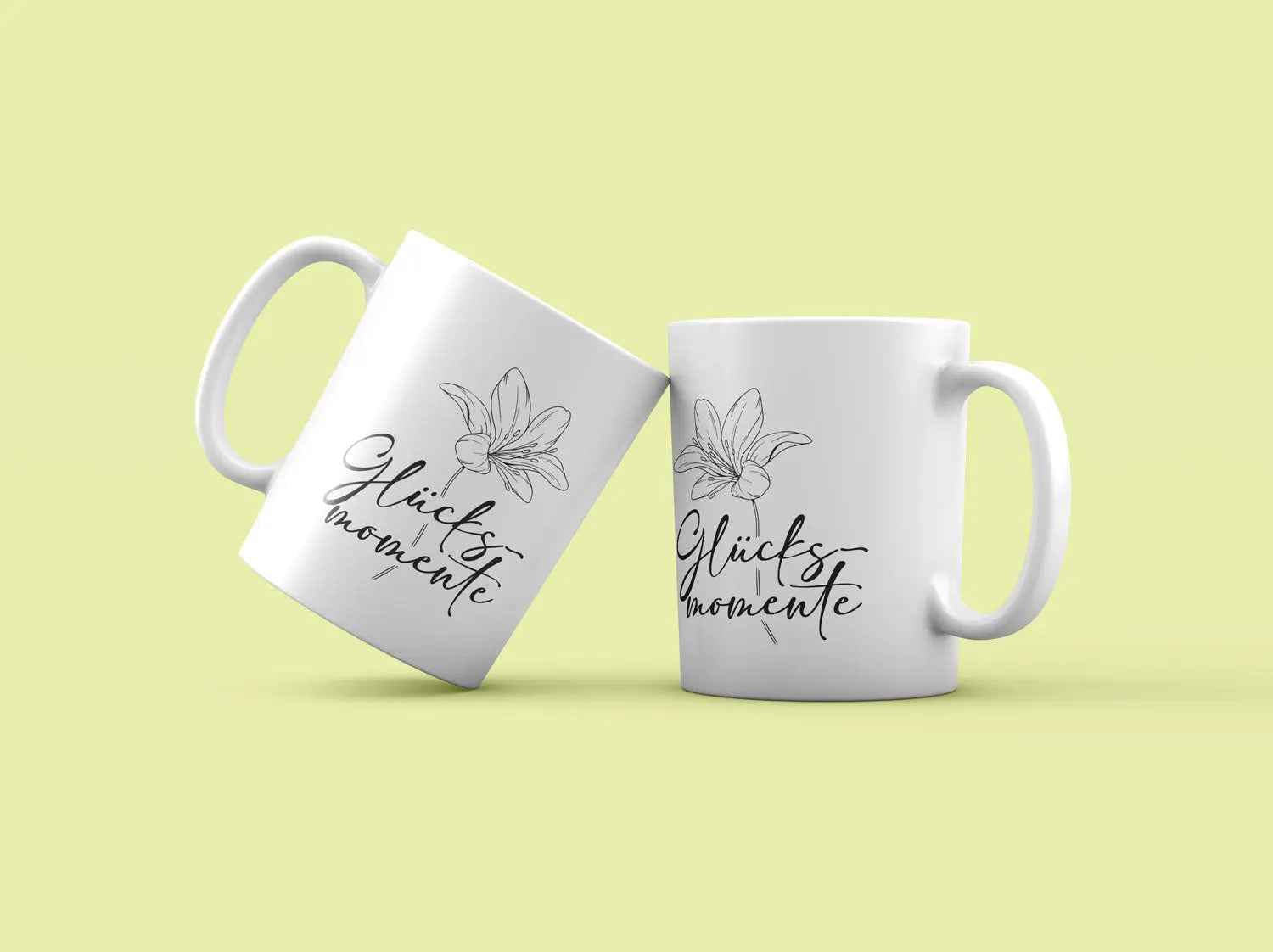 Keramikbecher mit GLÜCKSMOMENTE Aufdruck – 330ml Motivationsbecher | Inspirierender Kaffee-/Teebecher | Spülmaschinenfest & Mikrowellengeeignet