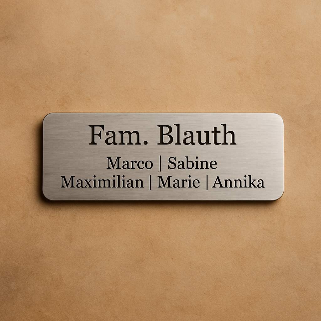 Briefkastenschild mit Gravur – Personalisiertes Namensschild für Familien | 70x25 mm