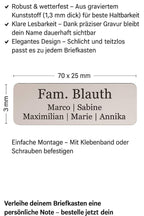 Briefkastenschild mit Gravur – Personalisiertes Namensschild für Familien | 70x25 mm