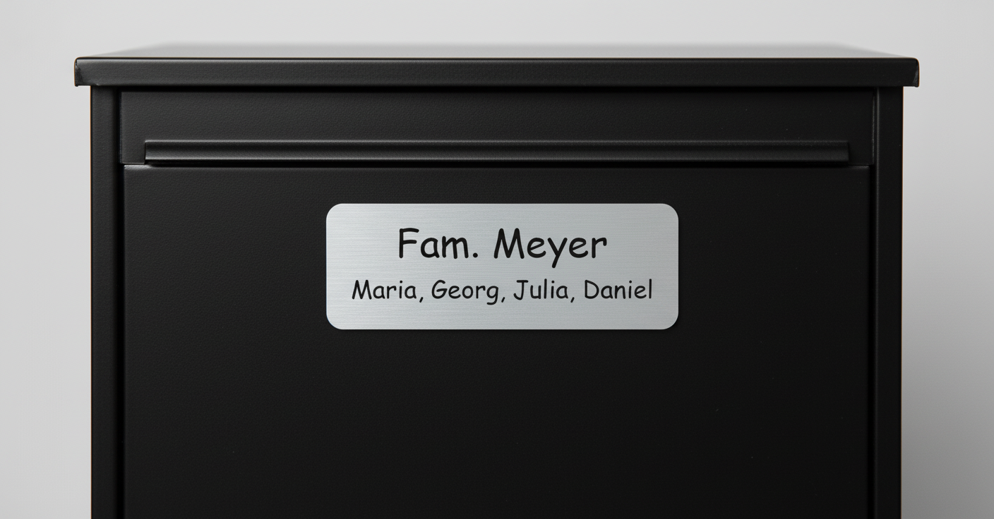 Briefkastenschild mit Gravur – Personalisiertes Namensschild für Familien | 70x25 mm