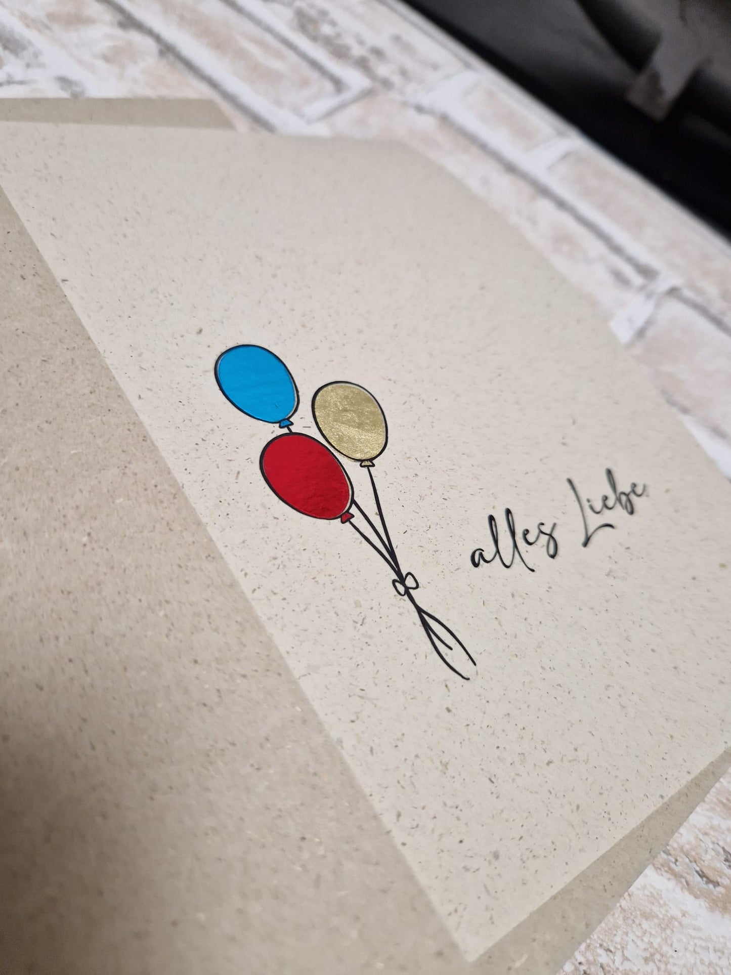 Postkarte - ALLES LIEBE + LUFTBALLONS