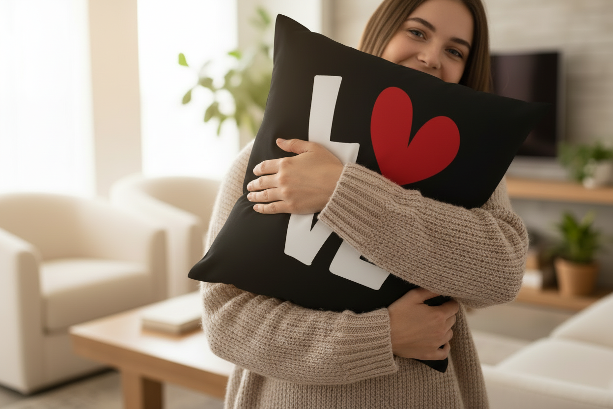 Kissenbezug „LOVE“ aus Baumwolle – dekorativer Kissenbezug 40x40 cm | Geschenk & moderne Deko
