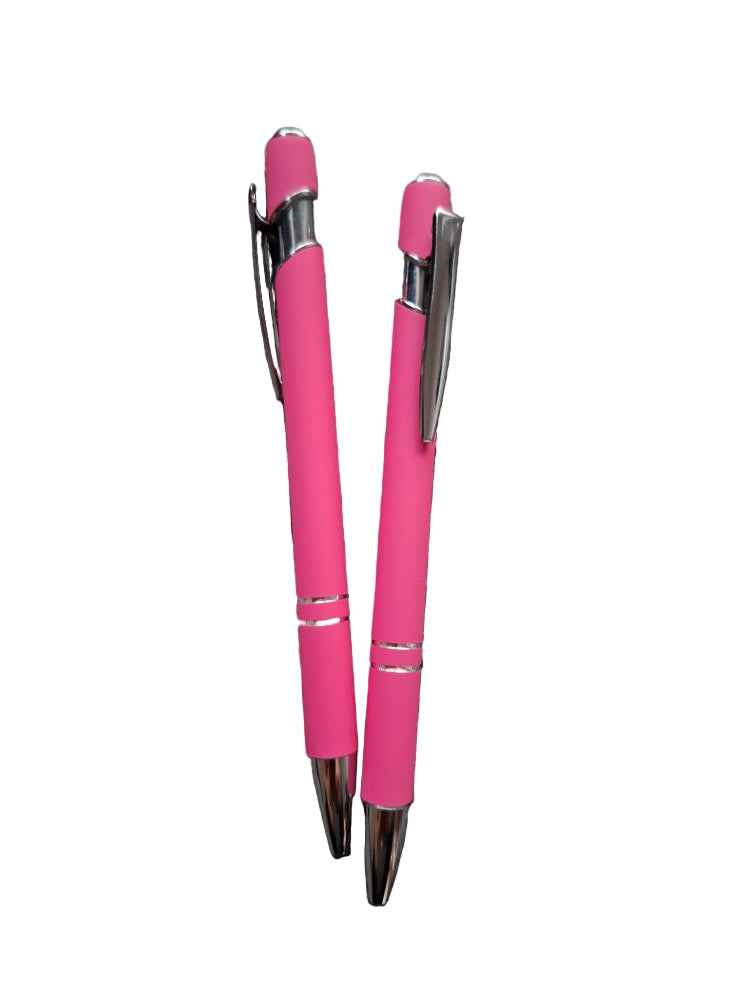 Eleganter Metall-Kugelschreiber in Pink mit personalisierter Lasergravur