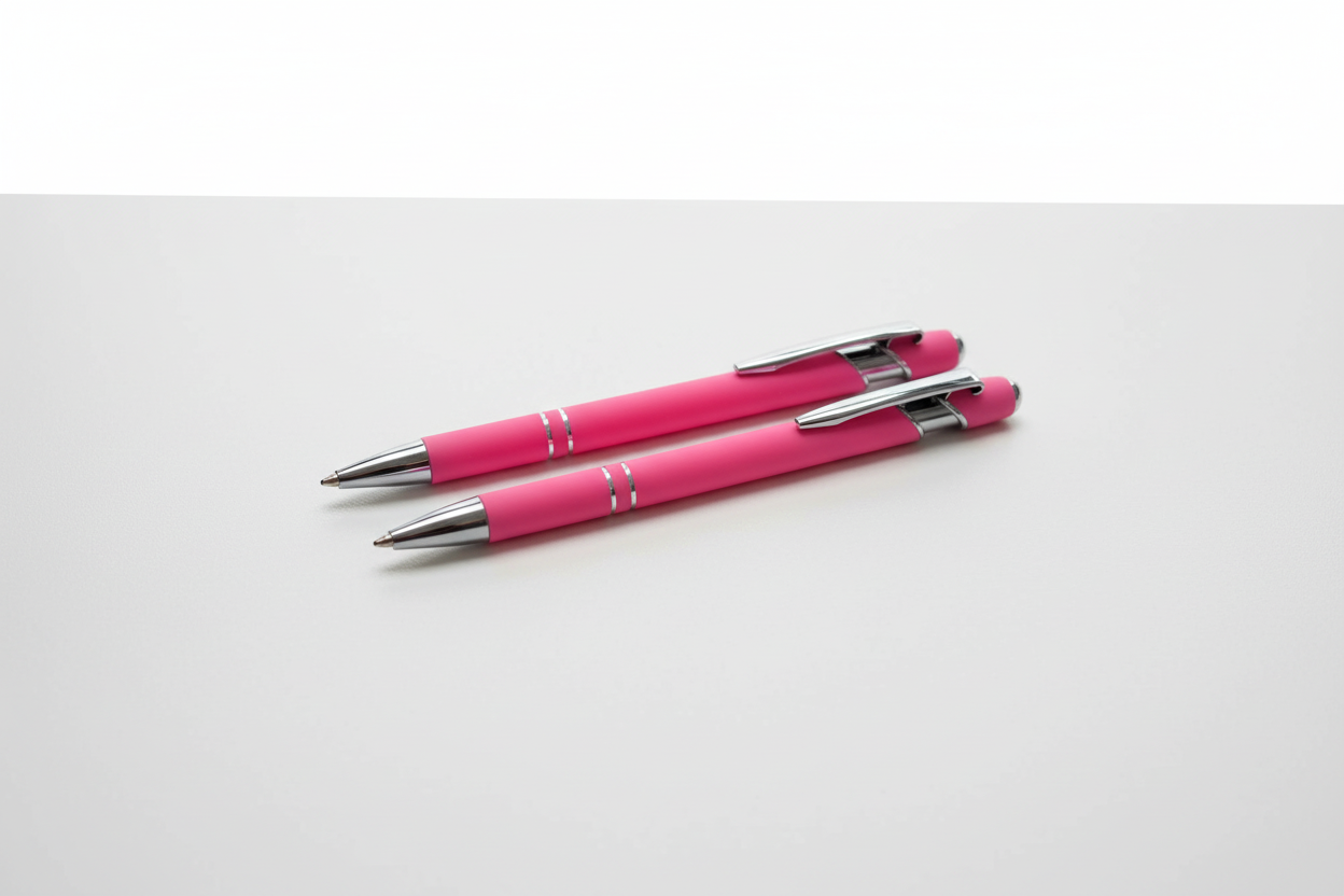Eleganter Metall-Kugelschreiber in Pink mit personalisierter Lasergravur