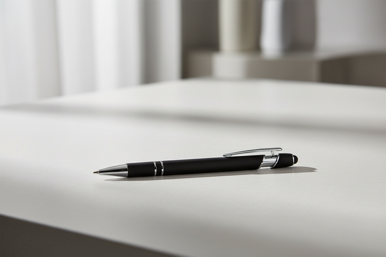 Eleganter Metall-Kugelschreiber in Schwarz mit personalisierter Lasergravur