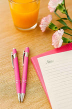 Eleganter Metall-Kugelschreiber in Pink mit personalisierter Lasergravur