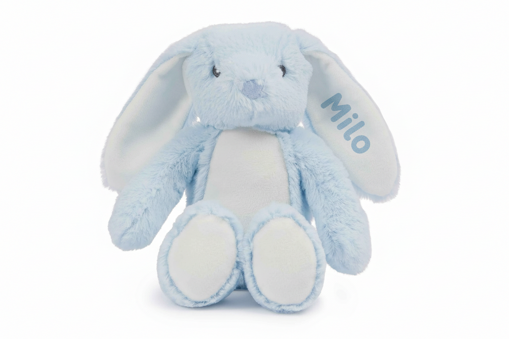 Personalisierter Plüsch Hase mit Namen & Geburtsdatum – Kuscheltier zur Geburt