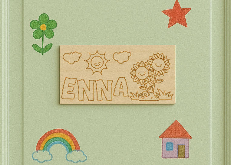 Personalisiertes Türschild aus Holz - DIY Set zum Bemalen mit Wunschmotiv & Name