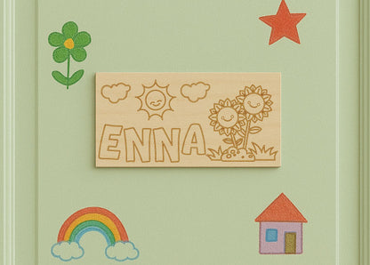 Personalisiertes Türschild aus Holz - DIY Set zum Bemalen mit Wunschmotiv & Name