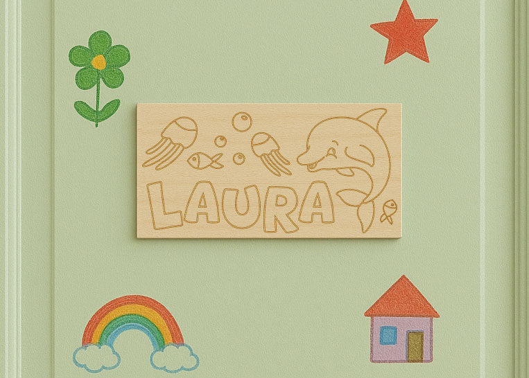 Personalisiertes Türschild aus Holz - DIY Set zum Bemalen mit Wunschmotiv & Name