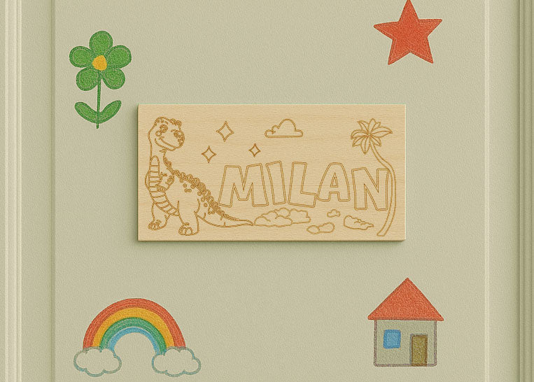 Personalisiertes Türschild aus Holz - DIY Set zum Bemalen mit Wunschmotiv & Name