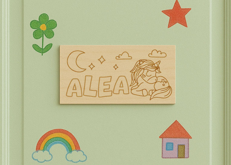 Personalisiertes Türschild aus Holz - DIY Set zum Bemalen mit Wunschmotiv & Name