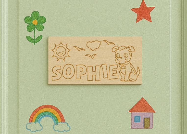 Personalisiertes Türschild aus Holz - DIY Set zum Bemalen mit Wunschmotiv & Name