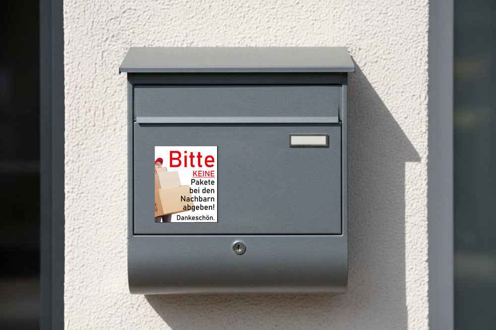 Briefkasten Magnet „Bitte KEINE Pakete bei den Nachbarn abgeben“ - Lieferhinweis für Paketboten
