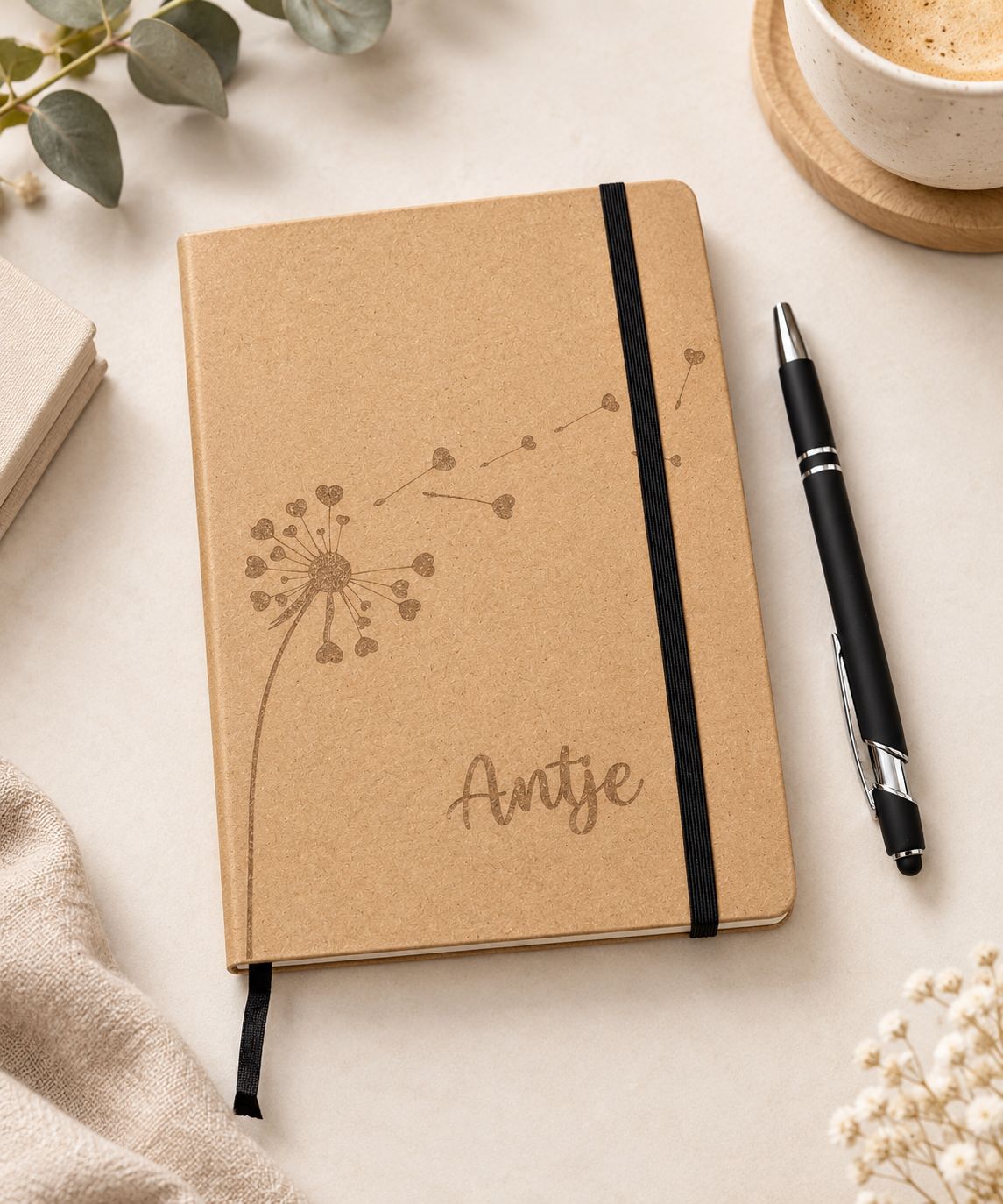 Personalisiertes A5 Notizbuch aus Steinpapier mit Kugelschreiber & Gravur