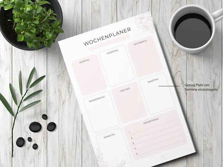 Schreibblock - WOCHENPLANER DIN A4 | Übersichtliche 7-Tage-Planung