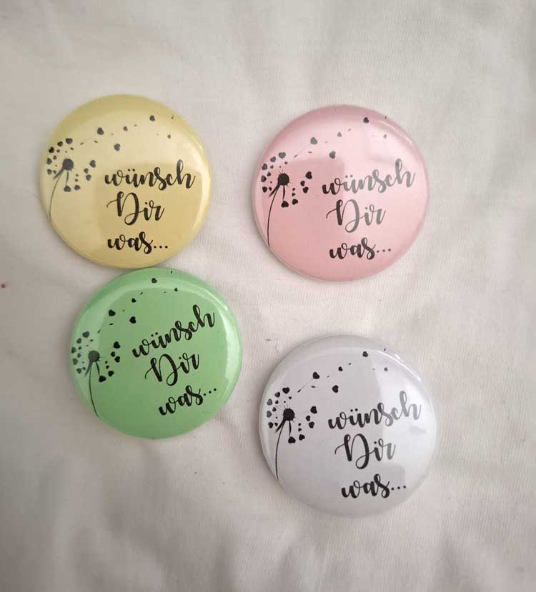 Pusteblumen-Button - WÜNSCH DIR WAS