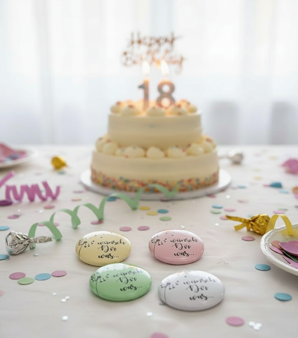 Pusteblumen-Button - WÜNSCH DIR WAS