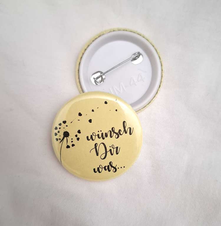 Pusteblumen-Button - WÜNSCH DIR WAS