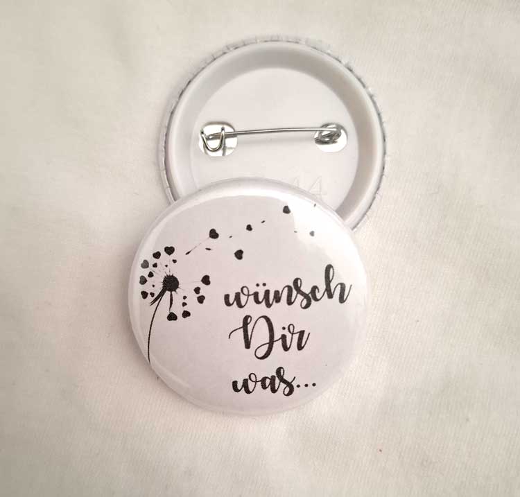 Pusteblumen-Button - WÜNSCH DIR WAS