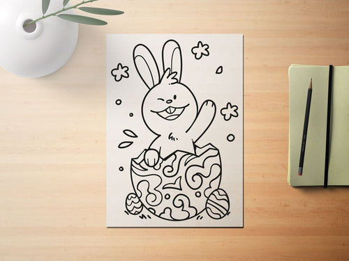 A4 Ausmalbild Download – Hase in einem Osterei | Malvorlage für Kinder & DIY Printable - AC Designs
