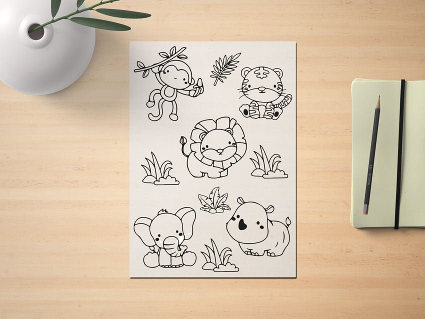 A4 Ausmalbild Download – Tierwelt | Malvorlage für Kinder & DIY Printable - AC Designs