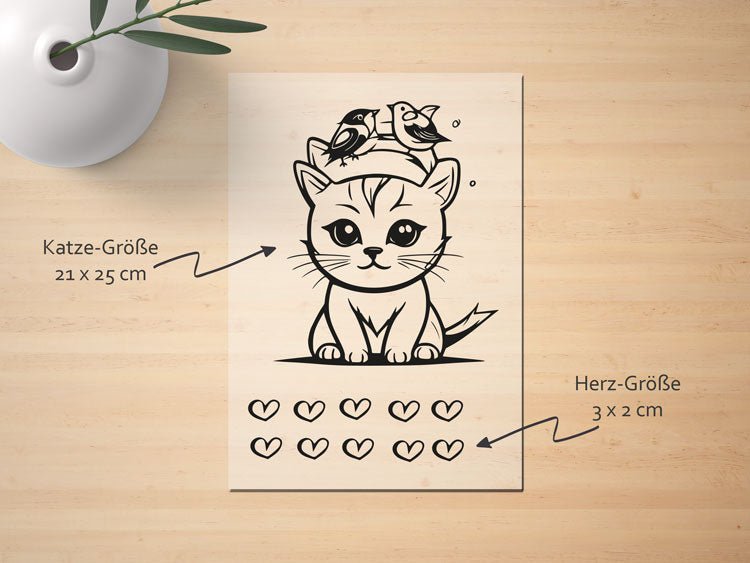 Ausmalbügelmotiv - KATZE MIT HUT - AC Designs