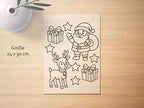 Ausmalbügelmotiv - WEIHNACHTSMANN MIT RENTIER - AC Designs