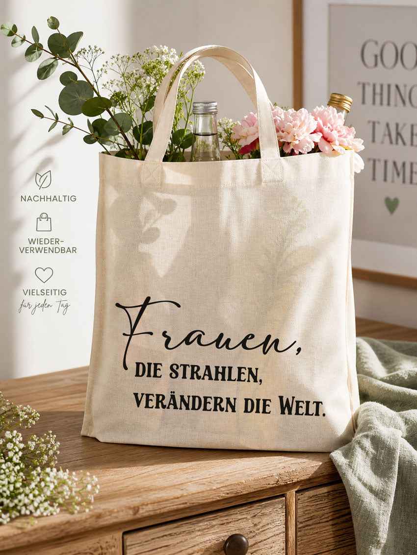 Baumwolltasche mit kurzem "Frauen stahlen" Henkel & Druck – robust & vielseitig - AC Designs