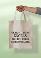 Baumwolltasche mit Statement-Druck & kurzem Henkel (38x42 cm) - AC Designs