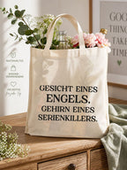 Baumwolltasche mit Statement-Druck & kurzem Henkel (38x42 cm) - AC Designs