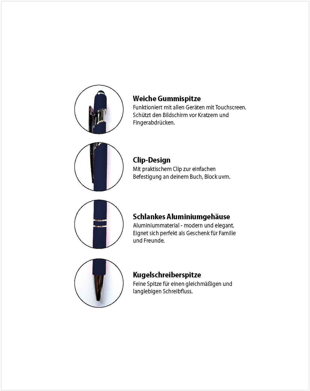 Eleganter Metall-Kugelschreiber in Navy mit personalisierter Lasergravur