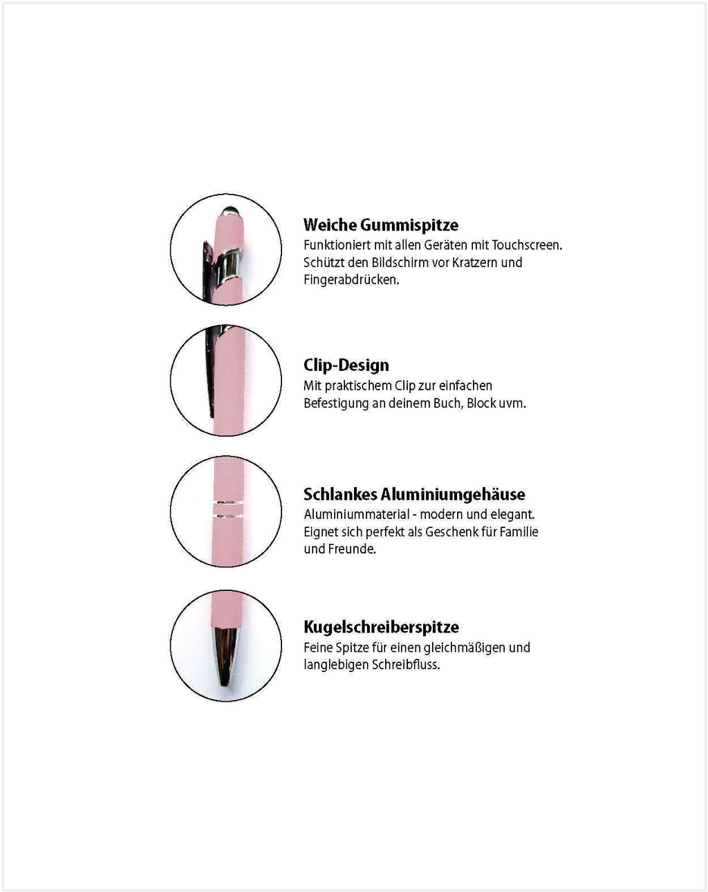 Eleganter Metall-Kugelschreiber in Rosa mit personalisierter Lasergravur