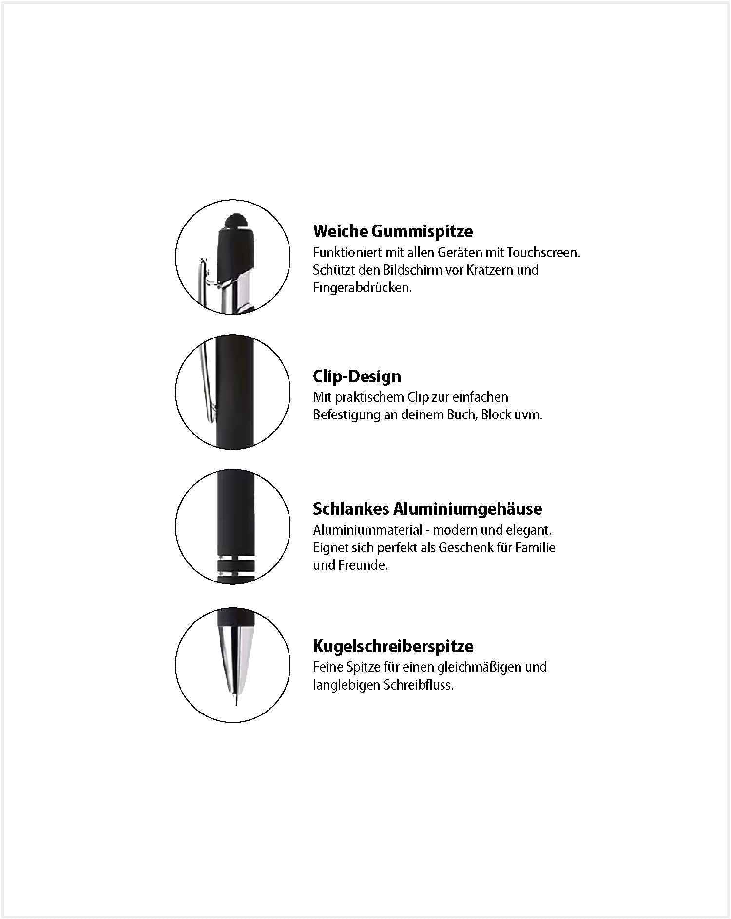 Eleganter Metall-Kugelschreiber in Schwarz mit personalisierter Lasergravur