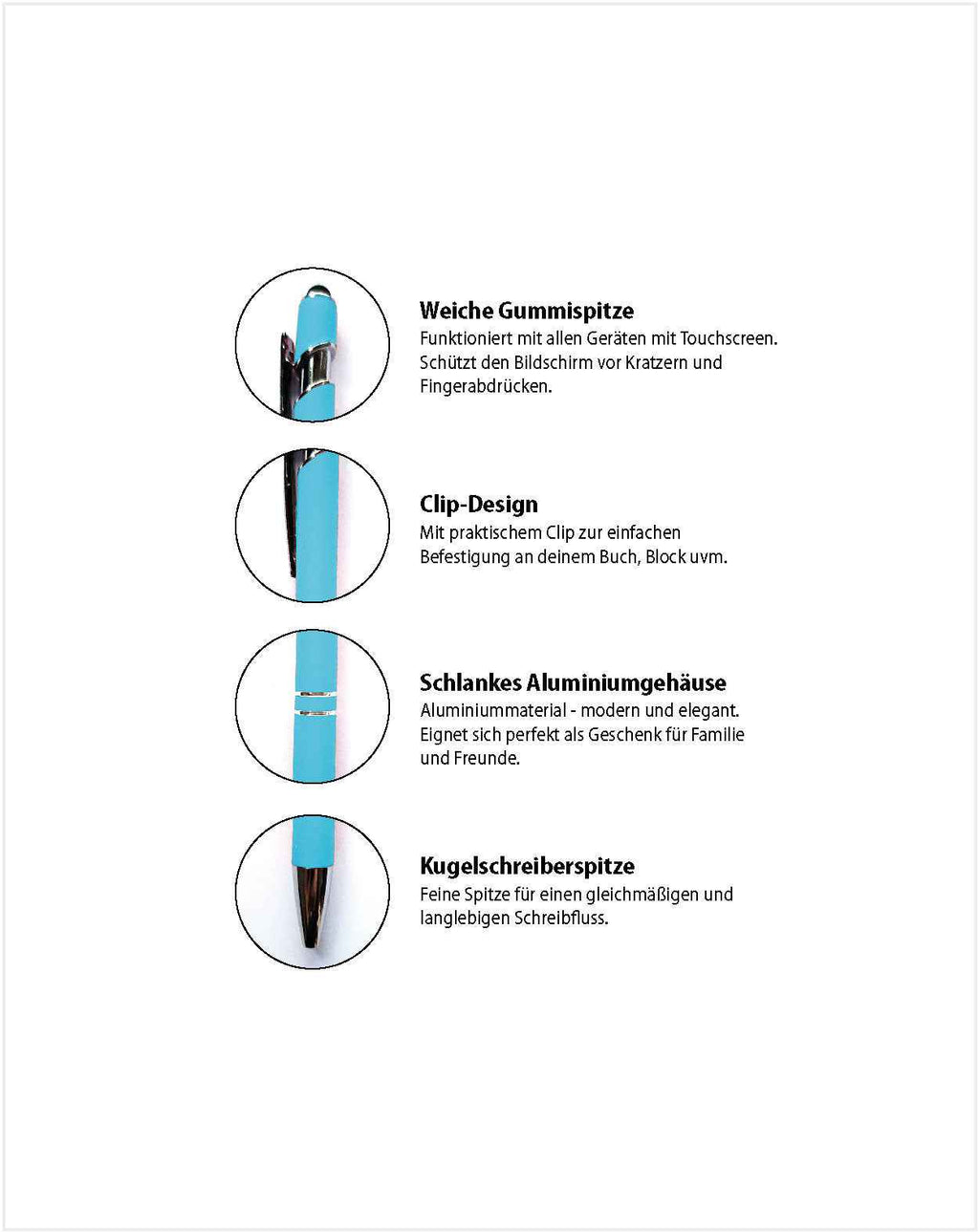Eleganter Metall-Kugelschreiber in Türkis mit personalisierter Lasergravur