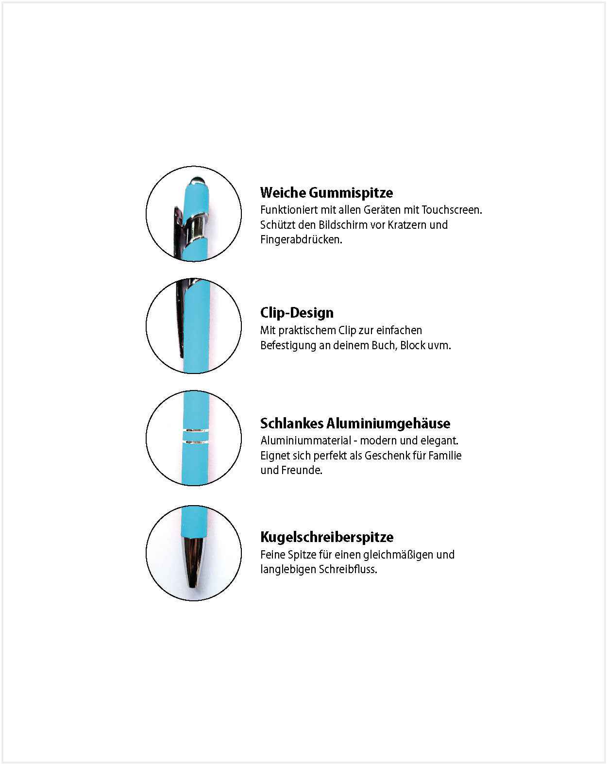 Eleganter Metall-Kugelschreiber in Türkis mit personalisierter Lasergravur