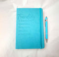 Blanko Reisetagebuch A5 mit Gravur - Travel Journal aus PU-Leder in Türkis - AC Designs