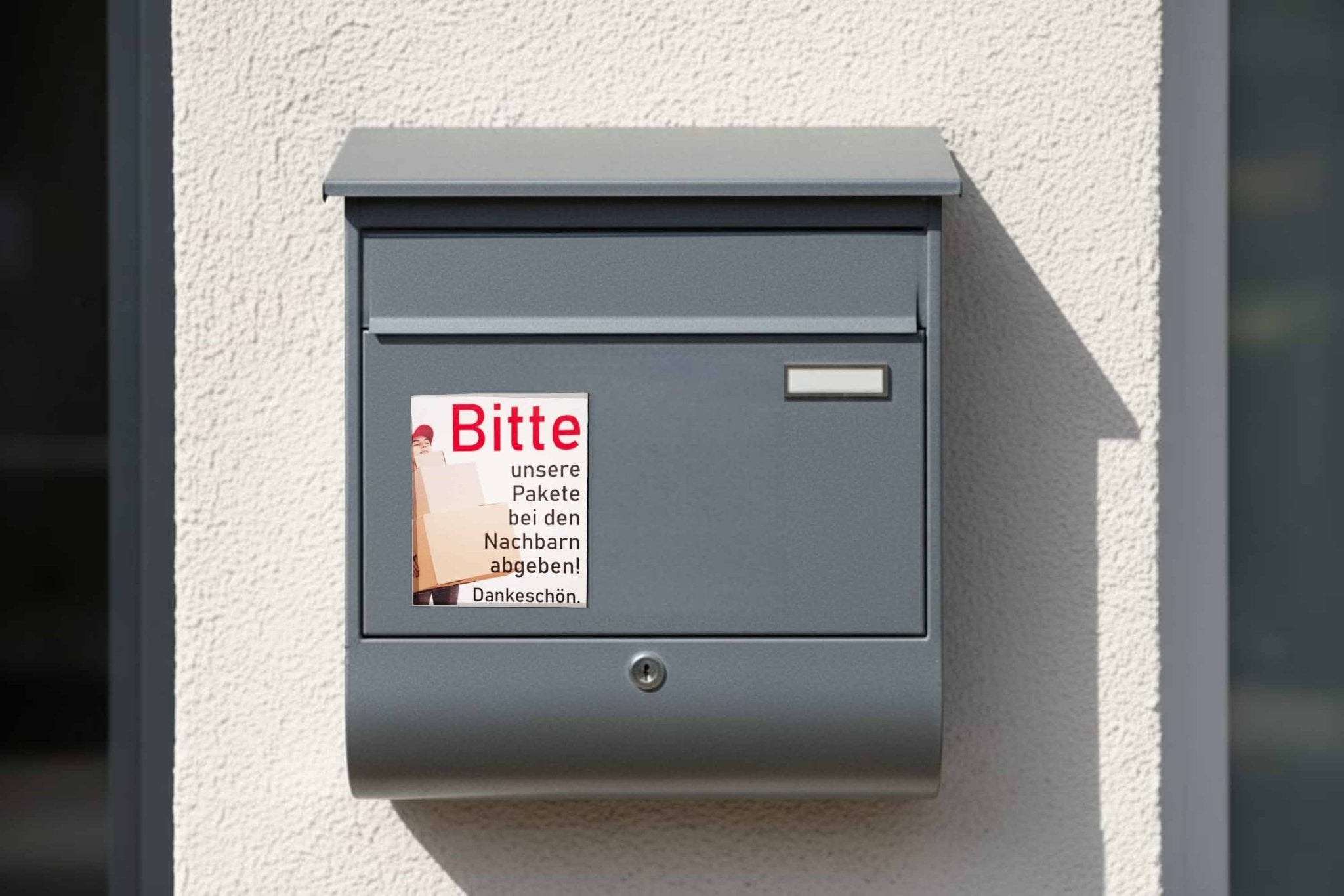 Briefkasten Magnet „Bitte Pakete bei den Nachbarn abgeben“ - Lieferhinweis für Paketboten - AC Designs