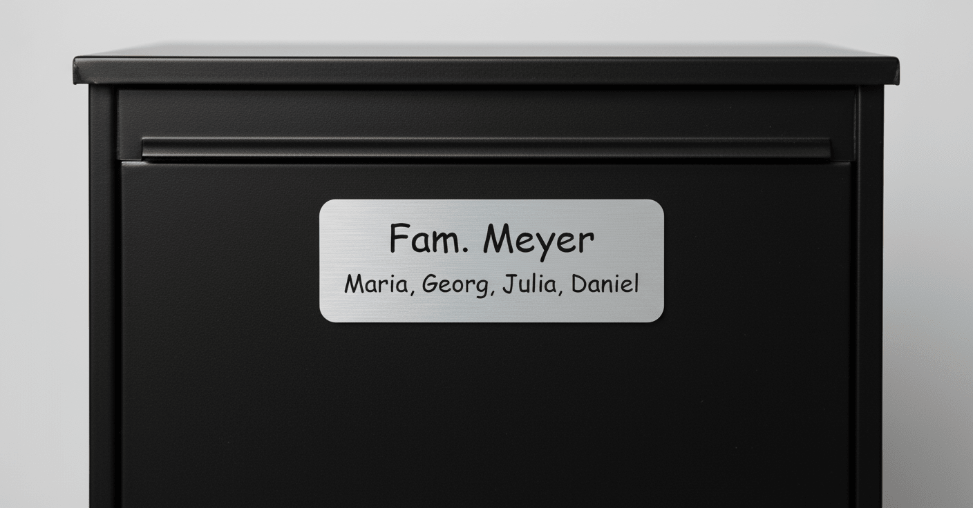 Briefkastenschild mit Gravur – Personalisiertes Namensschild für Familien | 70x25 mm - AC Designs
