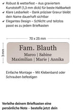 Briefkastenschild mit Gravur – Personalisiertes Namensschild für Familien | 70x25 mm - AC Designs