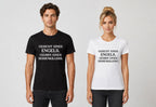 Bügelmotiv „Gesicht eines Engels, Gehirn eines Serienkillers“ - Sarkastischer Spruch in Schwarz oder Weiß - AC Designs