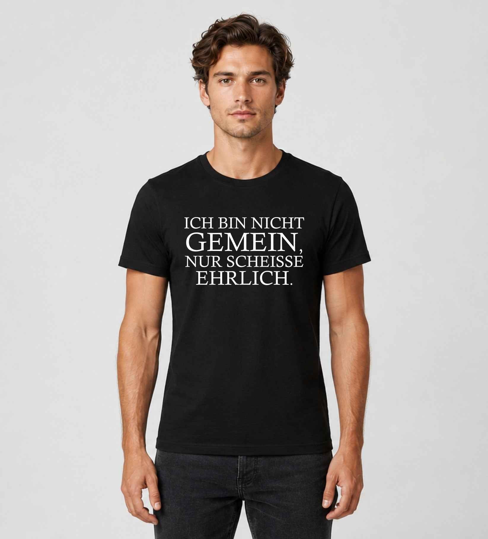 Bügelmotiv „Ich bin nicht gemein, nur scheiße ehrlich“ - Lustiger Spruch in Schwarz oder Weiß - AC Designs