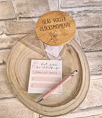 Dankbarkeits-Set – Glas voller Glücksmomente mit graviertem Deckel, Notizblock & Kugelschreiber - AC Designs