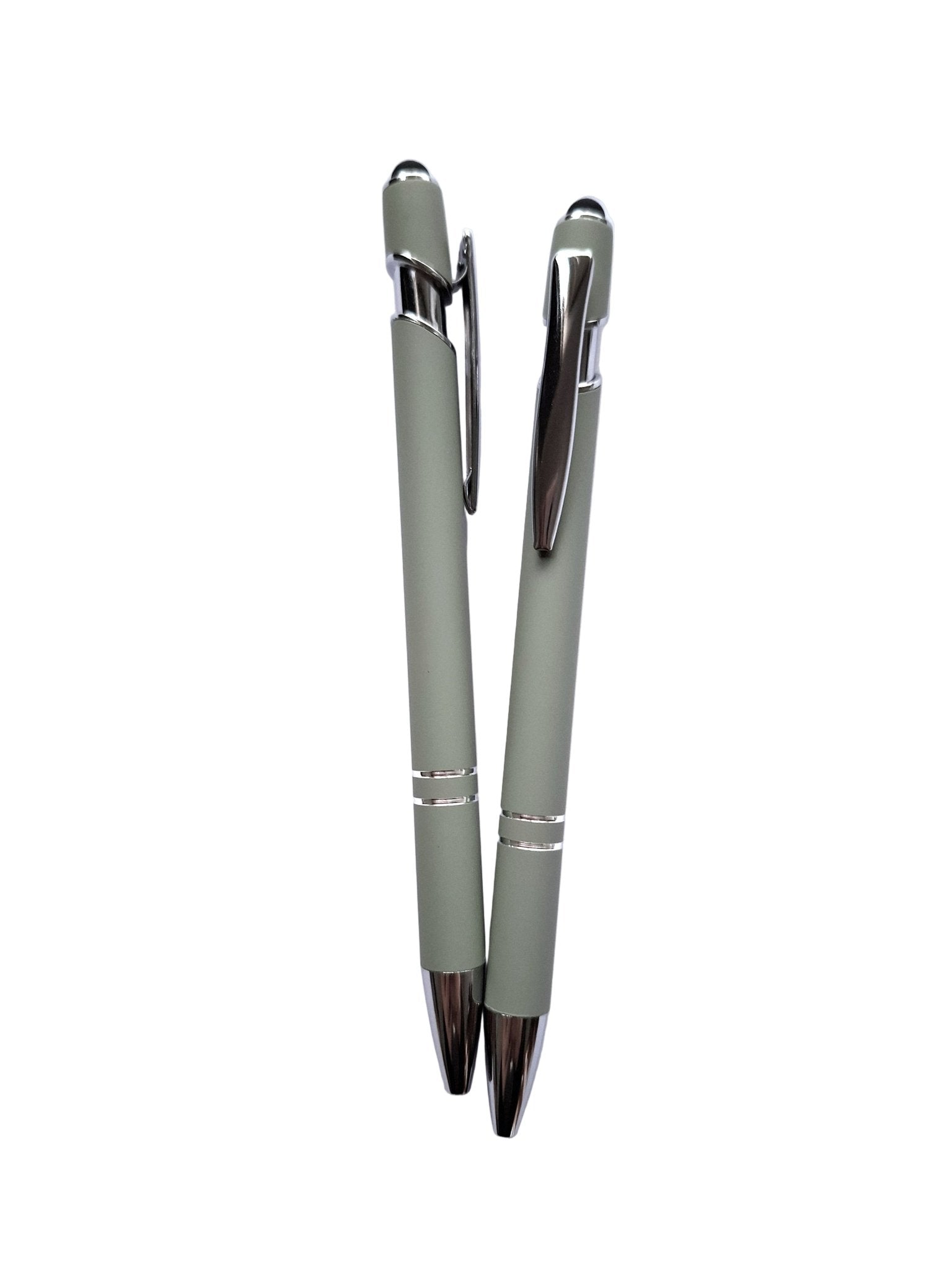 Eleganter Metall-Kugelschreiber in Olive mit personalisierter Lasergravur - AC Designs